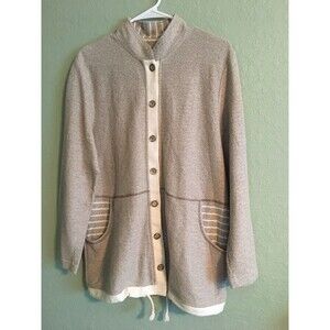 Cafe au Lait Canada Women's Button Closure Textured Terry  Jacket size M